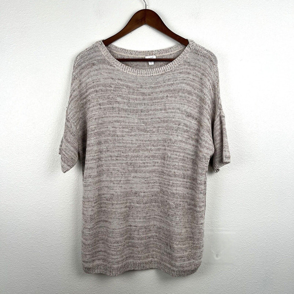 Pure J. Jill Sweater Top Womens Size M Natural Beige Cotton Linen Knit Coastal - Picture 1 of 6